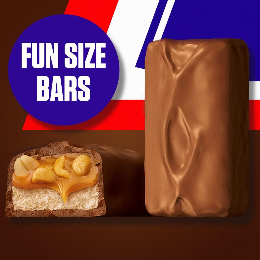 Snikers Chocolate Candy with Caramel  Nougat & Peanuts - Individually Wrapped Mini Bars - Bulk Bag 2LB