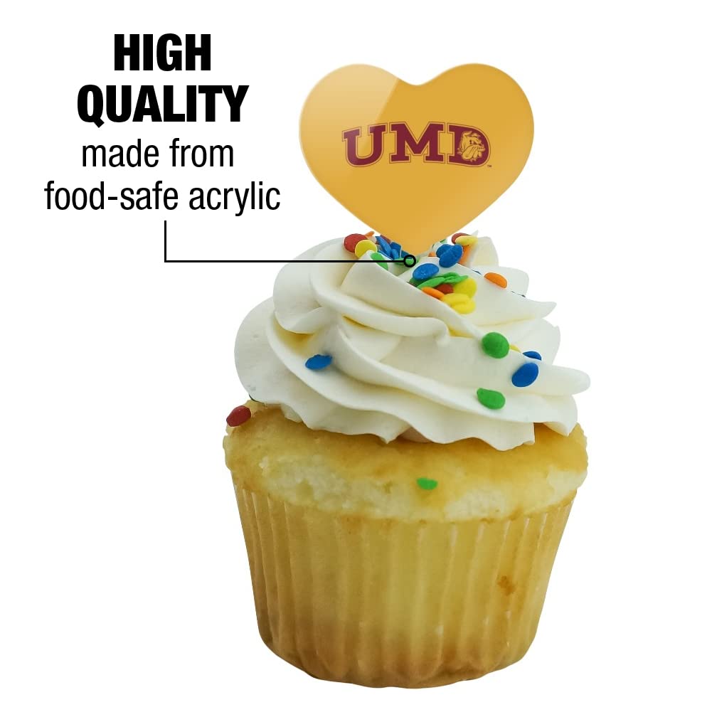 GRAPHICS & MORE UMD Secondary Logo Heart Cupcake Picks Set of 6, Acrylic, One Size, University of Minnesota Duluth