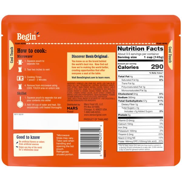 BENS ORIGINAL READY RICE Roasted Chicken Flavored Family Size Rice, Easy Dinner Side, 17.3 oz Pouch
