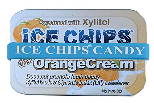 Ice Chips Xylitol Candy Tins (Orange Cream, 6 Pack) - Includes Band As Shown