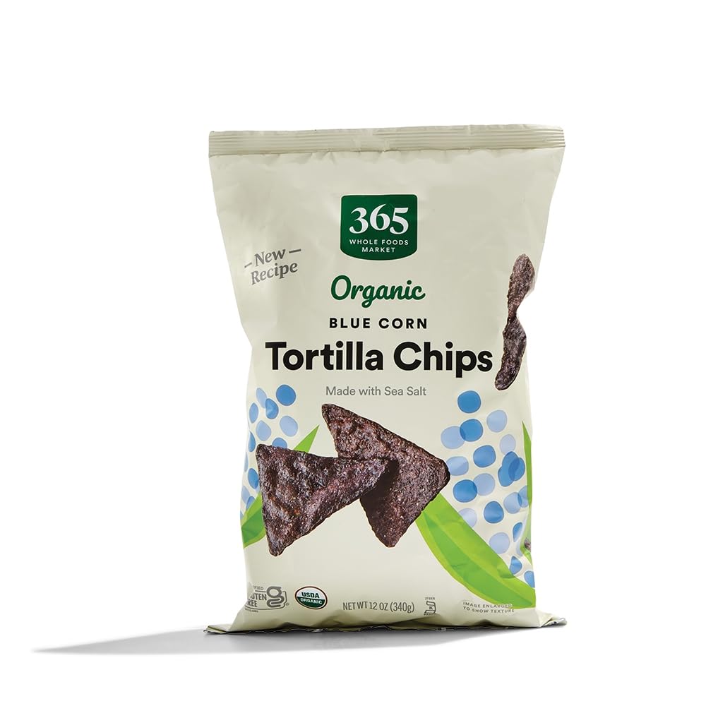 365 by Whole Foods Market Organic Blue Corn Tortilla Chips, 12 OZ, Pack of 1