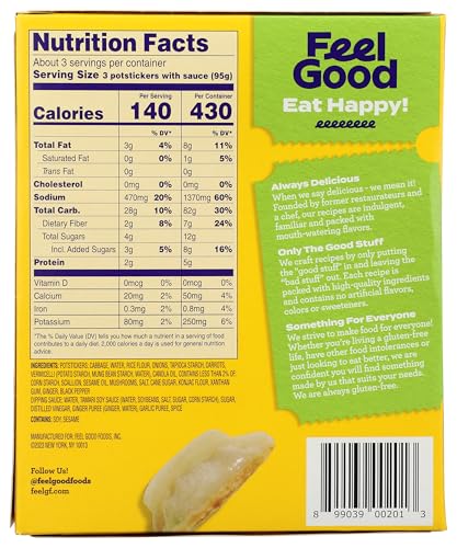 Feel Good Foods Vegetable Potstickers 10oz Frozen Dumplings with Tamari Dipping Sauce, Gluten Free