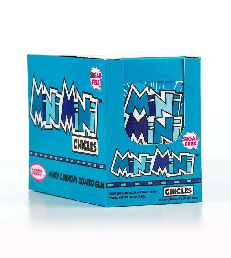 Gerrits Mini Mini Chicles, Sugar Free Mint Gum, 0.58 Ounce Pouches - 20 Count Display Box