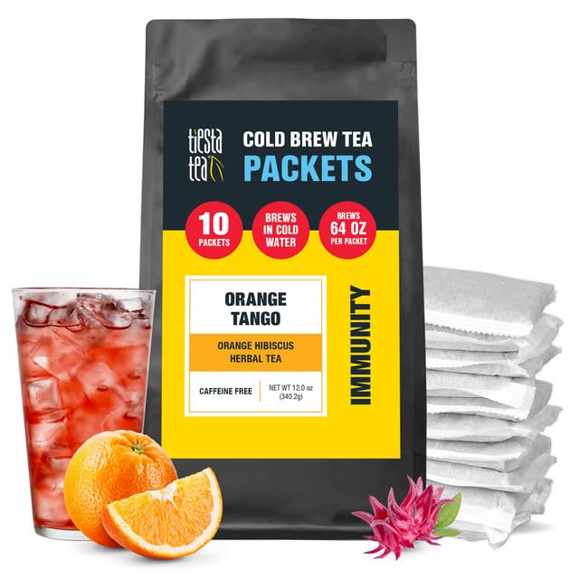 Tiesta Tea - Orange Tango Cold Brew, Premium Loose Leaf Blend, Non-Caffeinated Iced Tea, 10 Cold Brew Tea Packets - Brews One 64