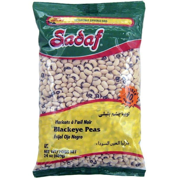 Sadaf Black-Eyed Peas 24 oz. - Blackeye pea beans - Bulk Dry Black Eyed Peas in a Resealable Bag - Natural, Vegan, Kosher