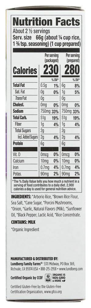 Lundberg Organic Porcini Wild Mushroom Risotto, 5.90 Ounces, Case of 6