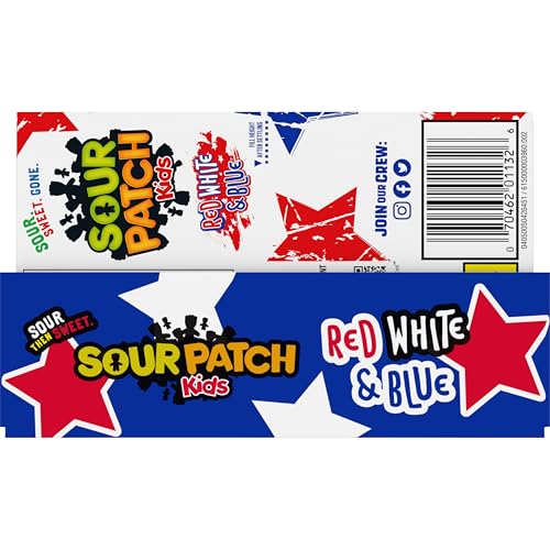 SOUR PATCH KIDS Red, White & Blue Soft & Chewy Candy, Bulk Candy, 12-3.08 oz Boxes