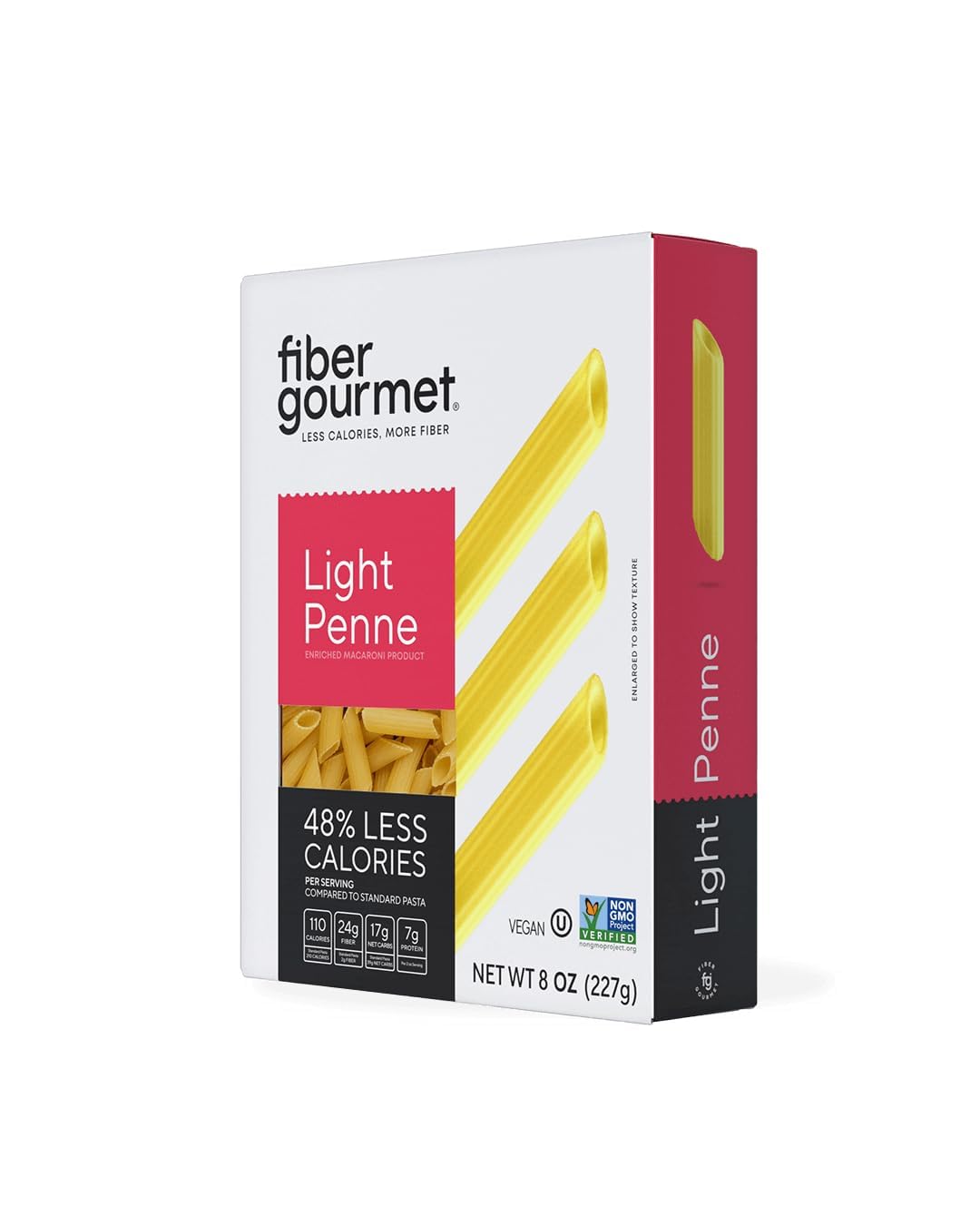 Fiber Gourmet Pasta - Light Penne Pasta - Low Net Carb, Fiber-Rich, Low Calorie, Healthy Pasta - Made In Italy, Kosher, Vegan, Non-Gmo - 8 Oz