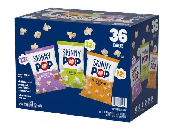 Skinny real Pop Popcorn Variety Pack - Snack Bags Assortment Box BULK