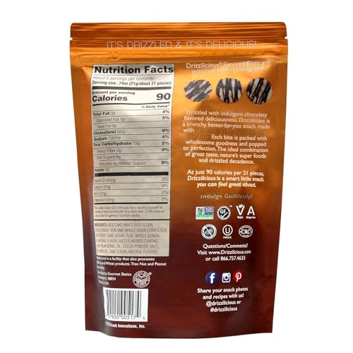 Drizzilicious SMores Mini Rice Crisp, Non GMO, 4 Ounces (Pack Of 12)
