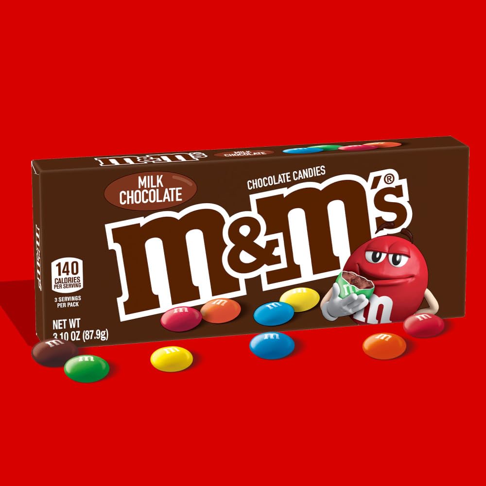 M&M S Milk Chocolate Candy Movie Theater Box, 3.10 Ounce (Pack of 12)