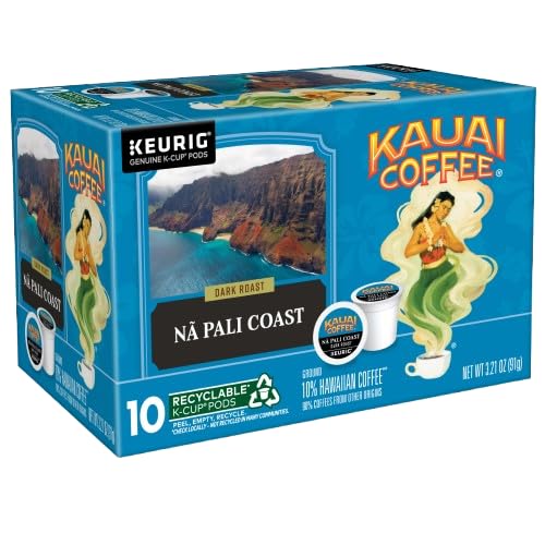 Kauai Coffee K-Cup Pods, Arabica Coffee, Mild to Dark Roast, 10 Count (Pack of 4)