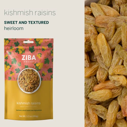 Ziba Foods Kishmish Raisins | Non-GMO  Vegan  Whole 30 Friendly & Paleo | Superfood Dry Fruit Raisins No Sugar Added & Naturally High in Fiber  Iron and Immune Boosting Antioxidants  5.3 oz
