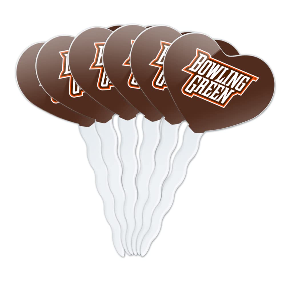 GRAPHICS & MORE Cupcake Toppers Set of 6, Acrylic, Bowling Green State University, One Size, Heart Decoration