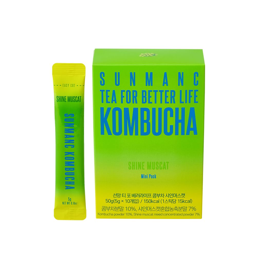 SUNMANC Kombucha Powdered Drink Mix, Sparkling Probiotic, Low Calorie, 1.76 oz