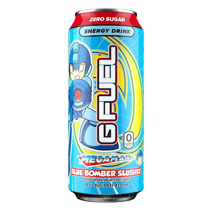 G Fuel Energy Drink, Blue Raspberry, Sugar Free, 300mg Caffeine, 16 oz Cans, 12-Pack