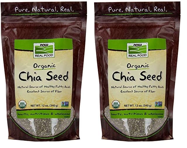 Now Foods, Organic Black Chia Seeds, Non-Gmo, Source Of Healthy Fatty Acids And Fiber, 12-Ounce (Packaging May Vary) (Pack Of 2)