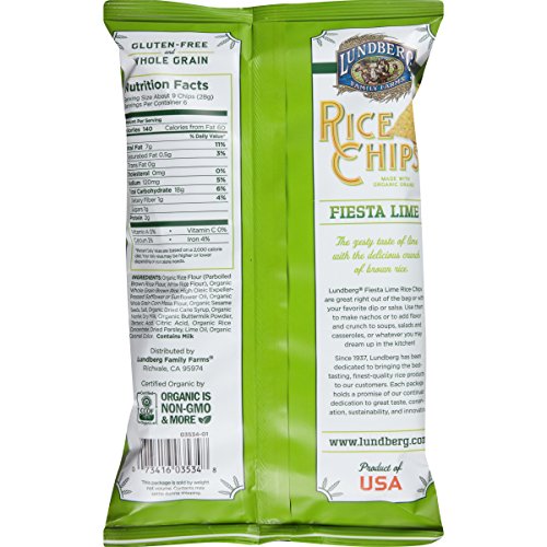 Lundberg Family Farms Rice Chips, Fiesta Lime, 6 Ounce (Pack of 12)