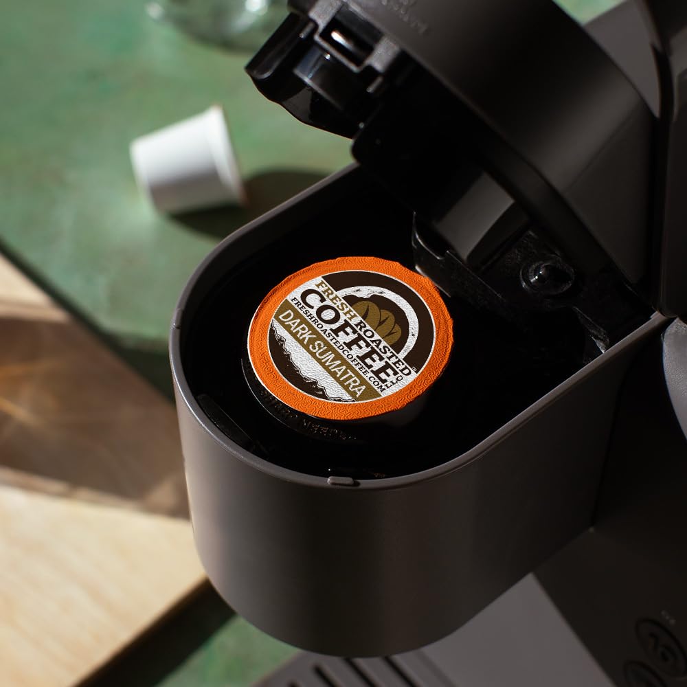 Fresh Roasted Coffee,100% Dark Sumatra Mandheling | Single Origin | Dark Roast | Kosher | K-Cup Compatible | 96 Pods