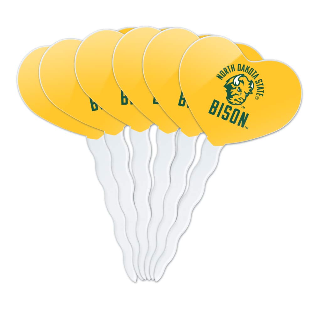 GRAPHICS & MORE North Dakota State Bison Cupcake Picks Set of 6, Acrylic, One Size, Heart Decoration