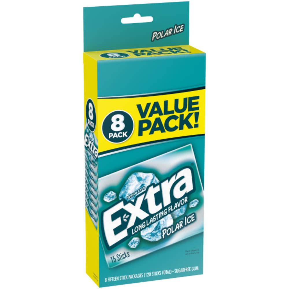 EXTRA Polar Ice Gum Sugar-Free, 8 Ct/Box, Pack of 6 (48 Count Total), Bulk Mint Gum