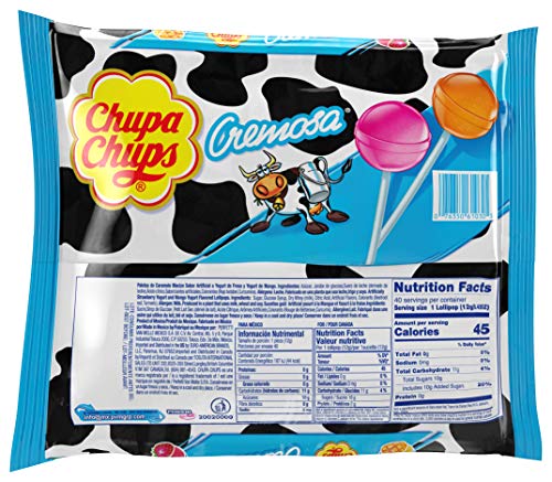 Chupa Chups Lollipops, 40 Candy Suckers For Kids, Cremosa Yogurt, 2 Assorted Creamy Flavors, For Gifting, Parties, Office, 40 Count