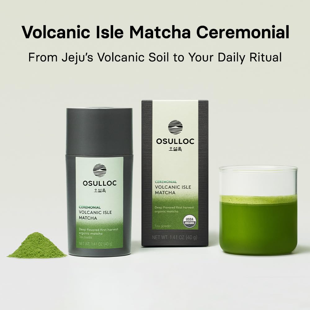 OSULLOC Volcanic Isle Matcha Powder  Ceremonial Grade Korean Matcha for lattes  Green tea powder from Jeju island (1.41oz  40g)