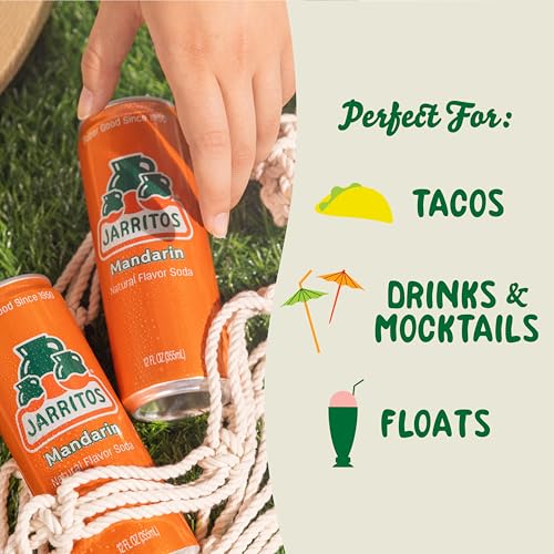 Jarritos - Mexican Soda Soft Drinks  Mandarin ZERO Sugar (12 oz  355ml) 24 Cans (3 Boxes of 8) - Sugar Free - 0 Calories  0g Fat - Made in Mexico - Natural Flavor Soda Pop - Party & BBQ Beverages