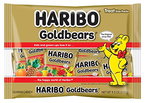 Haribo Gummi Candy, Original Goldbears, 9.5 Oz. Bag Of Mini Treat Bags