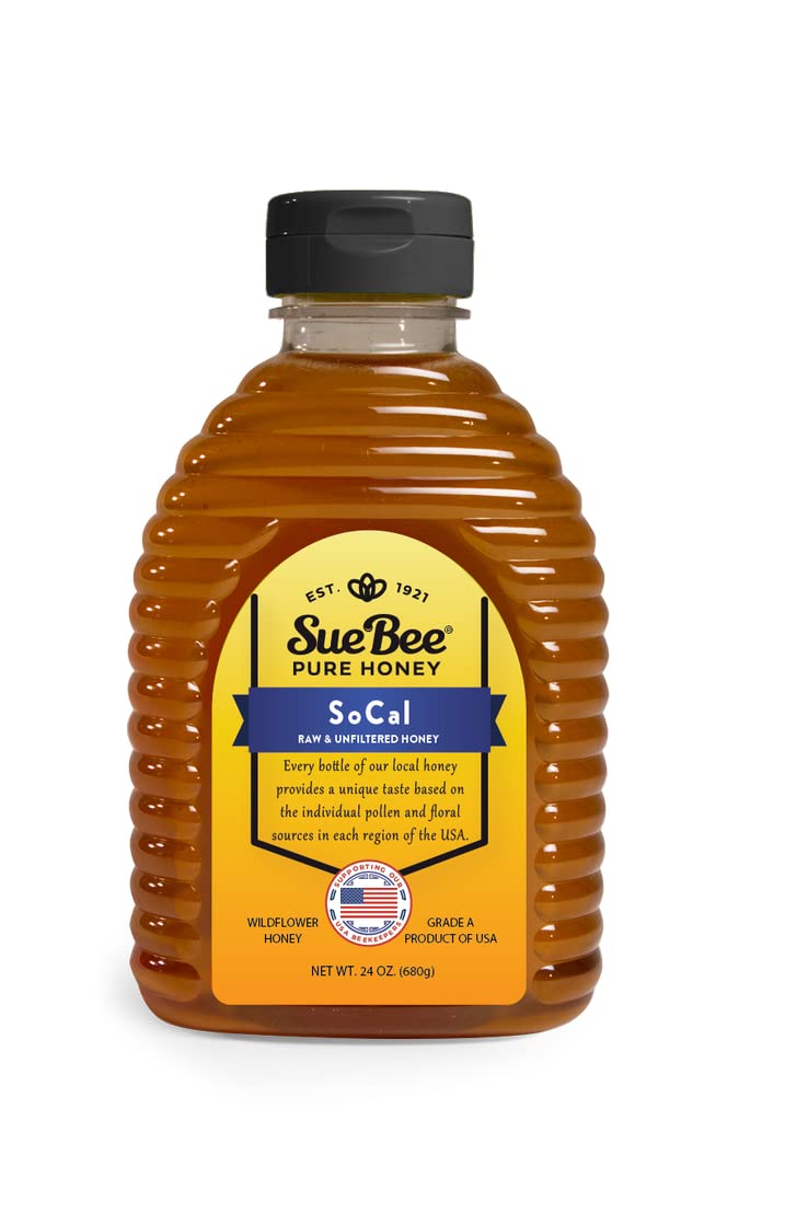 Sue Bee Honey Regional Southern California Honey, Strained, Unfiltered Beekeeper-Owned Co-Op Honey, 24-Ounce