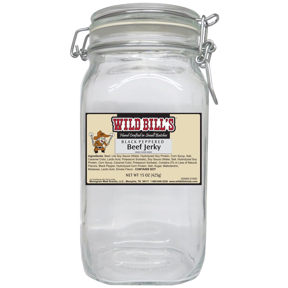 Wild Bills Black Pepper Beef Jerky Starter Kit - 15oz Bag and Jar