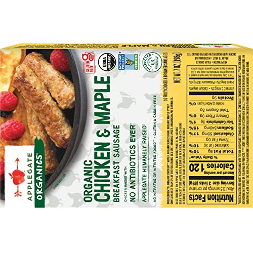 Applegate, Organic Chicken & Maple Breakfast Sausage, 7 oz (frozen)