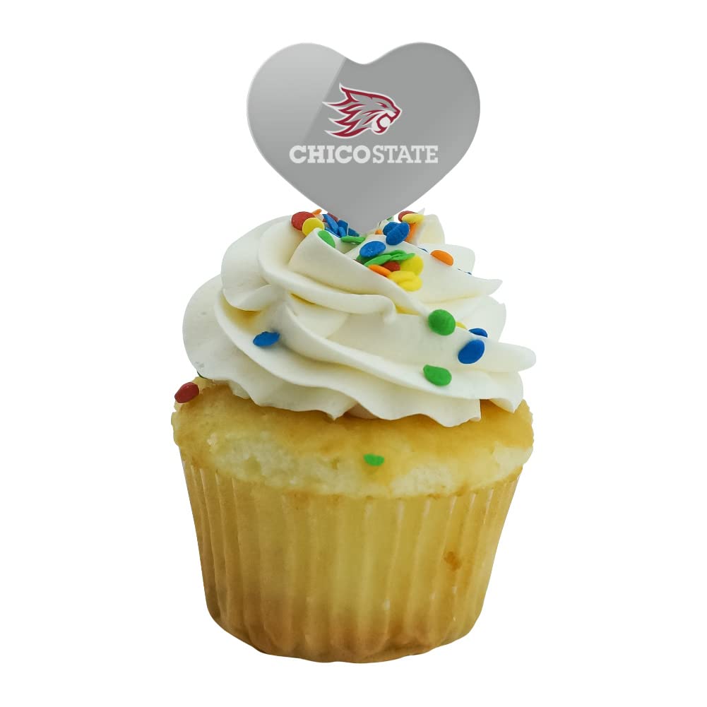 GRAPHICS & MORE Acrylic Cupcake Picks Set of 6 - California State University Chico Heart Decoration Toppers