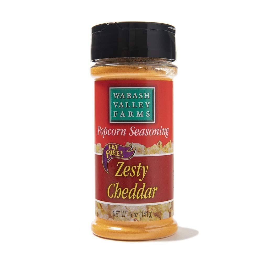 Zesty Cheddar Cheese Popcorn Seasoning - Wabash Valley Farms Cheddar Cheese Powder, Fat Free Cheese Popcorn Topping, Popcorn Fla
