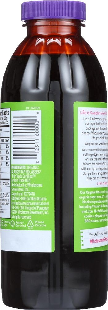 WHOLESOME SWEETENERS Molasses Blackstrap ORG F, 16 OZ, PK- 12