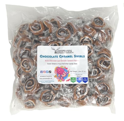 YANKEETRADERS Chocolate Caramel Swirl Candy, 2 Pound Bulk Bag