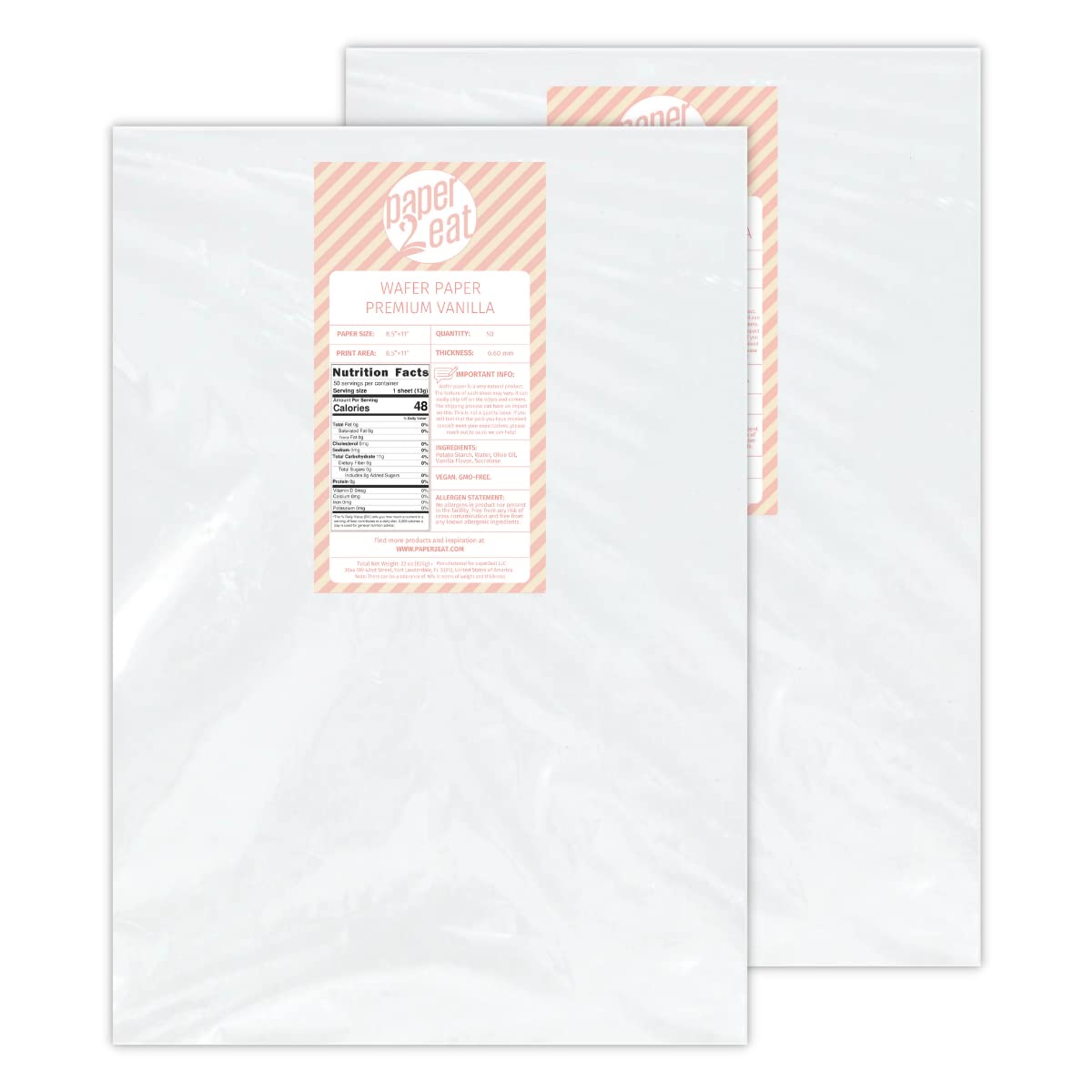 Printable Edible Wafer Paper Sheets from paper2eat (0.60 mm - 100 sheets/Vanilla)