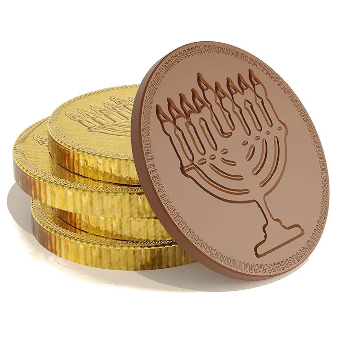 The Dreidel Company Hanukkah Chocolate Gelt, Milk Chocolate Coins - Made In Israel, Kosher Certified Cholov Yisroel Chanukah Coi