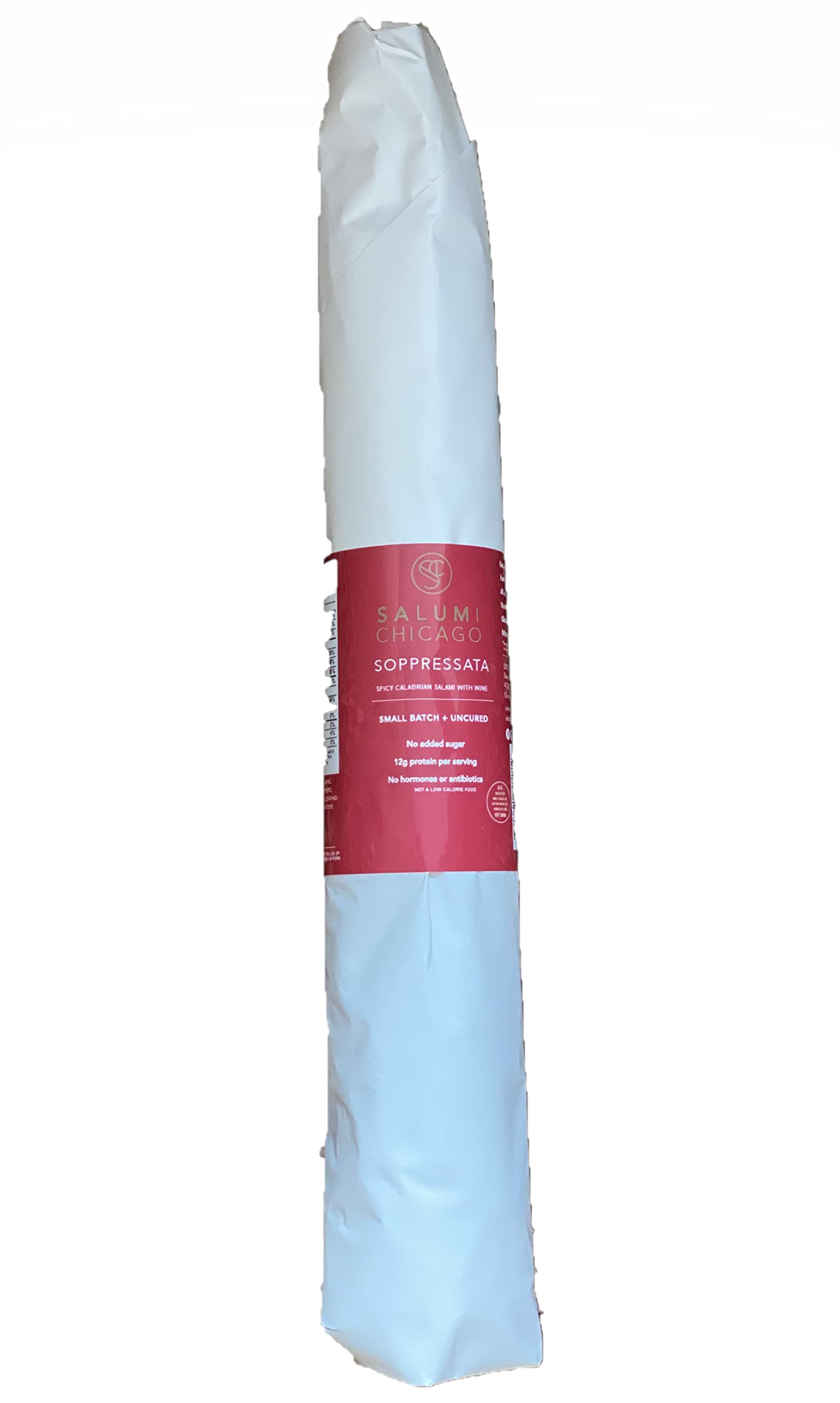 Salumi Chicago Artisan Salami (Soppressata) - Uncured, Gluten Free, Sugar Free, Keto Snack (14 oz.)