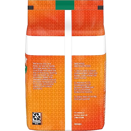 Dunkin Decaf Ground Coffee  Medium Roast  18 Ounce Bag