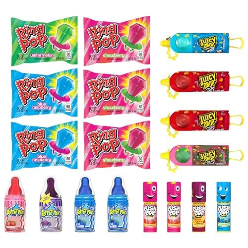 Candy Variety Pack - 18 Count Assorted Lollipops - Ring Pop, Push Pop, Baby Bottle Pop & Juicy Drop - Ideal For Birthdays, Party