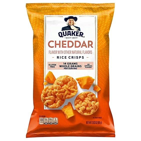 Popped Rice Cake Thin Crisps Cheddar Cheese Chips 3.03 oz. (Pack of 6)