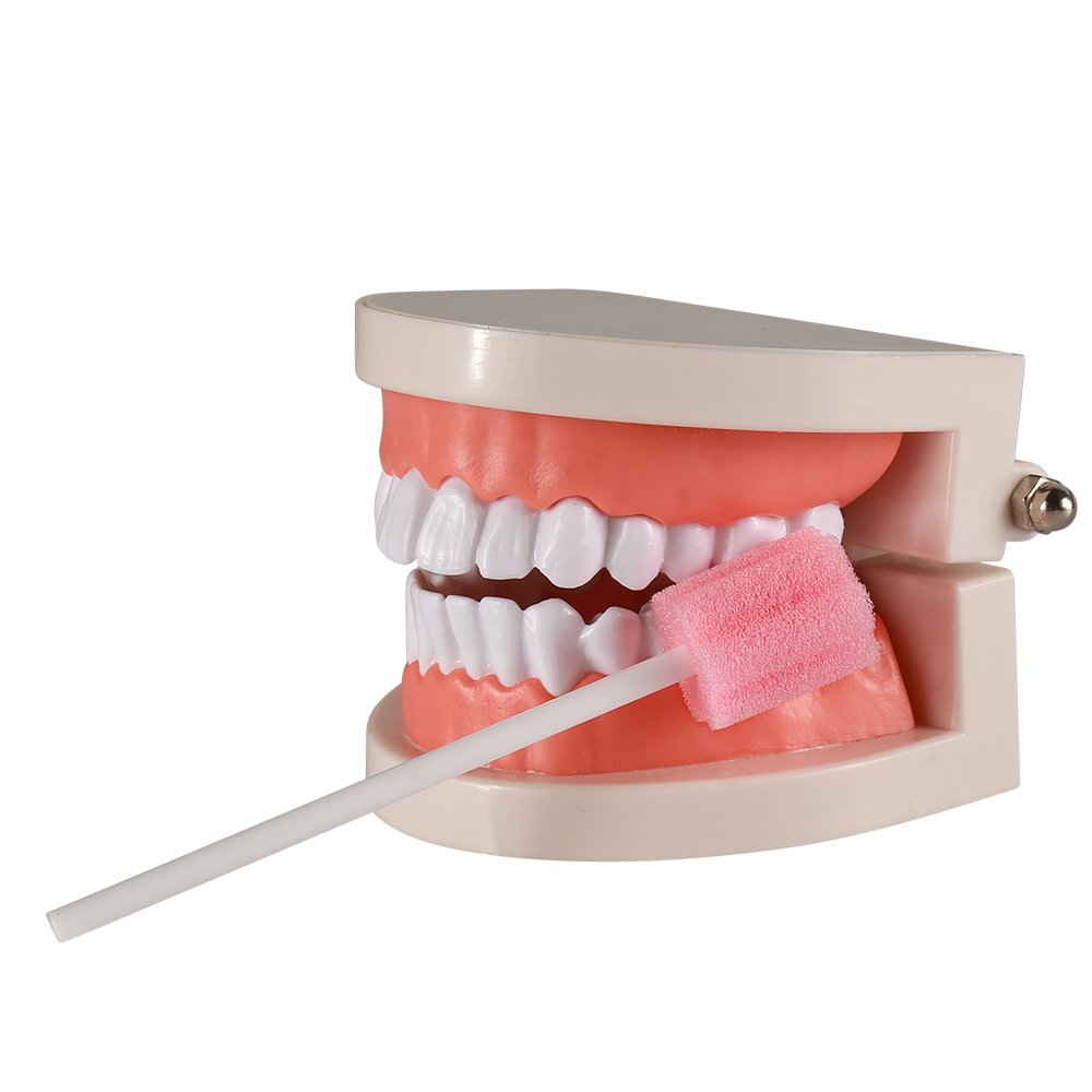 50 Disposable Oral Care Swabs, Sponge Dental Swabsticks Unflavored Sterile(Pink)