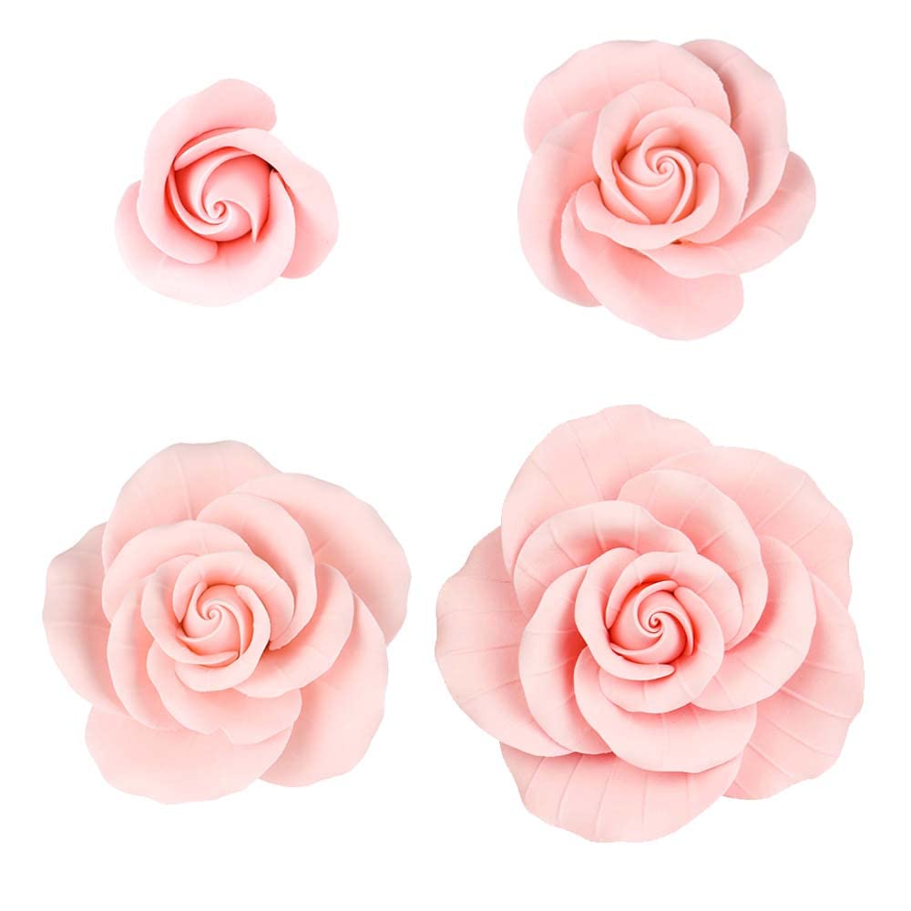 O'Creme Garden Roses Gumpaste Flower Set - Pink - Edible Flowers For Cake Decorating - Sugar Paste Flower Decorations For Cakes,
