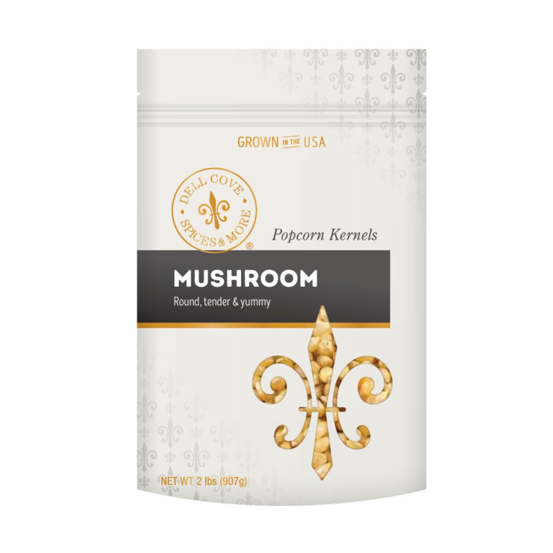 DELL COVE SPICES Mushroom Popcorn Kernels - Gourmet Stovetop Popping - 32 Ounce - Tan