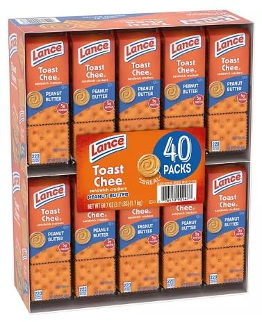 Lance ToastChee Peanut Butter Crackers, 1.52 oz., 40 Pack, 60.7 Ounce Total