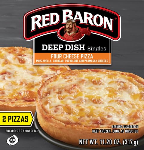 Red Baron Deep Dish Singles 4 Cheese Pizza, 11.2 oz (frozen), 2 count (Pack of 1)