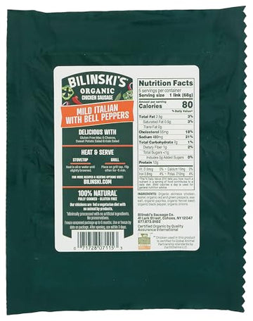 Bilinski, Organic Mild Italian Chicken Sausage, 12 Ounce