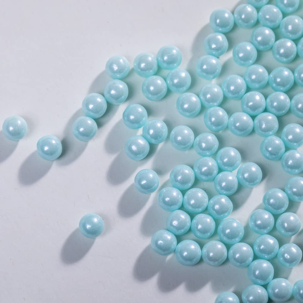 Light Blue Sprinkles Edible Pearls,Cake Sprinkles 130g 4.6OZ,Cookie Sprinkles,Sugar Pearl, Edible Candy Pearls for Cake Cupcake