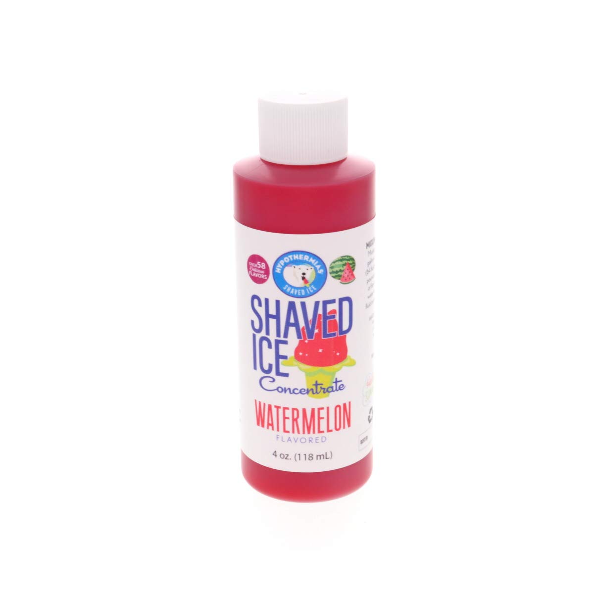 Hypothermias Shaved Ice And Snow Cone Syrup Unsweetened Flavor Concentrate - 4 Fl Oz - Makes 1 Gallon Of Ready To Use Syrup - Wa